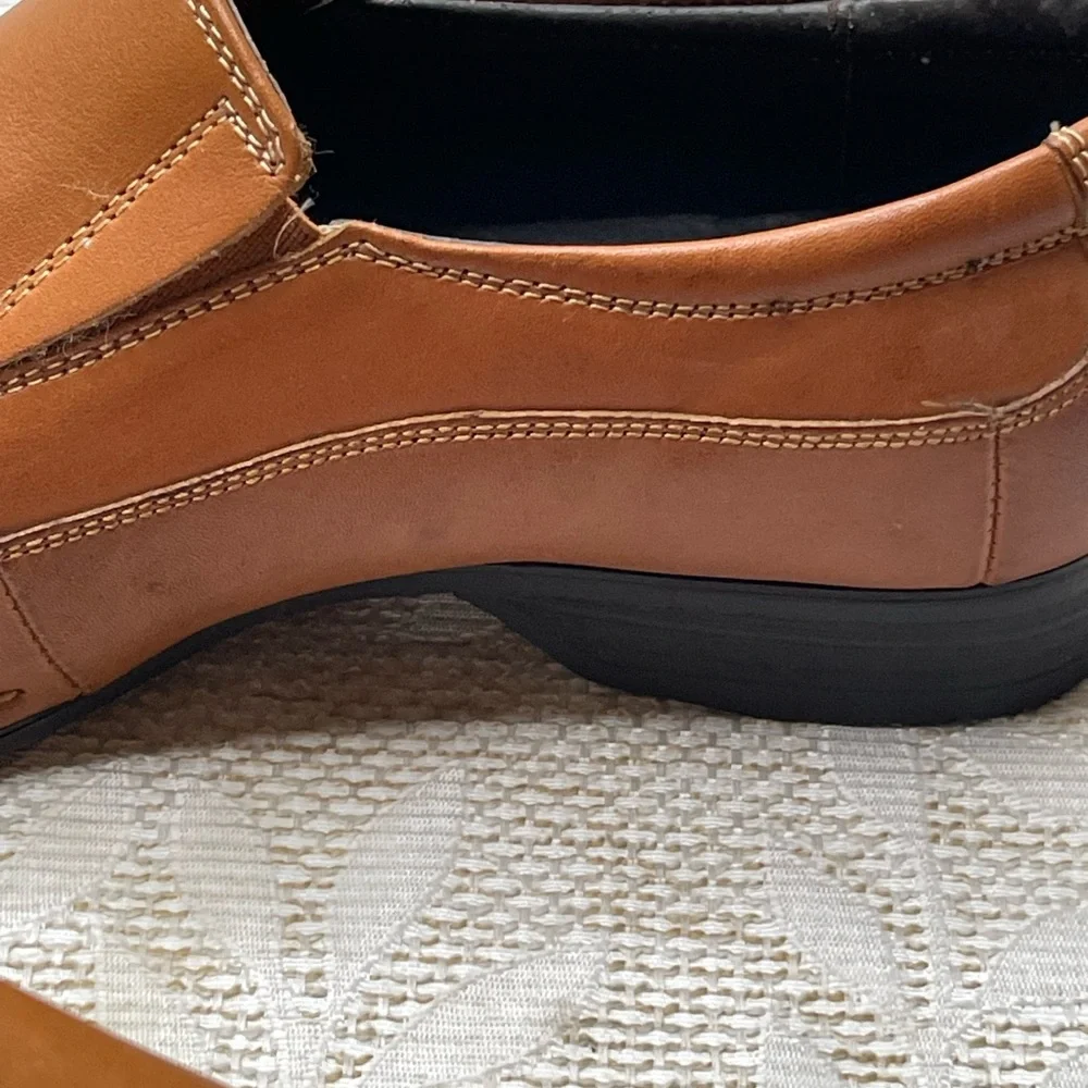 Franco Fortini men's tan leather square-toe loafers